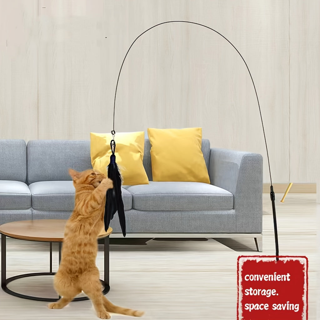 Interactive Feather Teaser Cat Toy 1pc - Bell & Suction Cup, Durable Play Stick for Feline Fun and Exercise