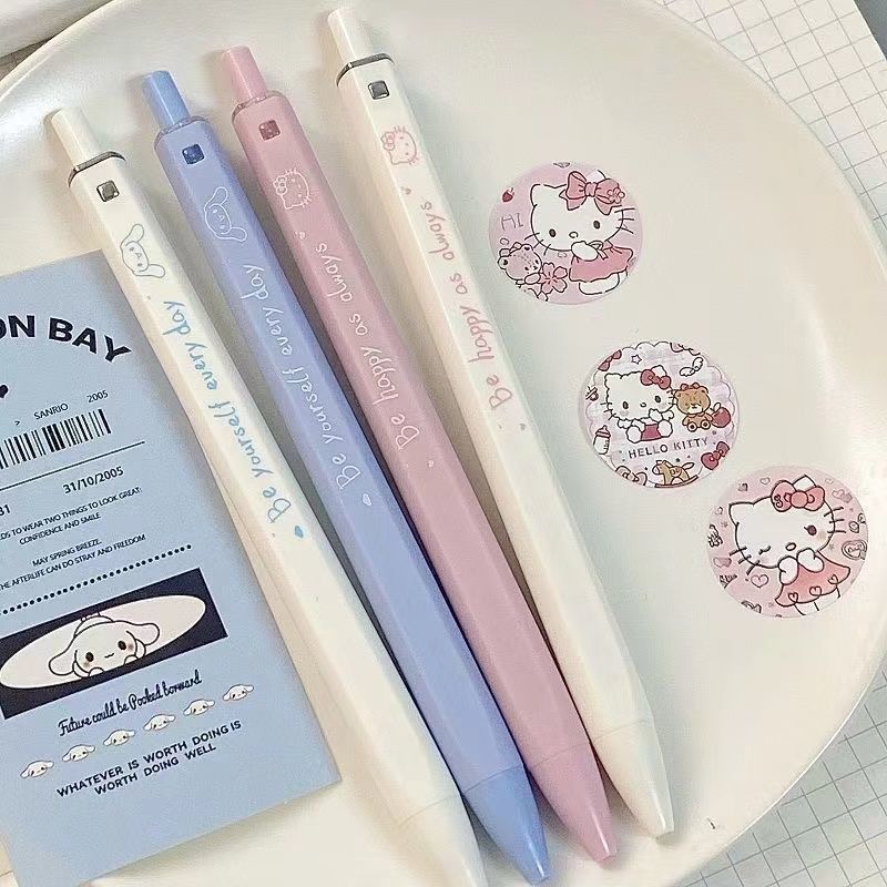 [Hello Kitty Pen] Sanrio Hello Kitty Cartoon Character Square Head Pen | Essential for Students, 0.5Mm Black Gel Pen, Smooth Writing, Quick-Drying, for Cinnamoroll Pressure-Sensitive Pen Refill