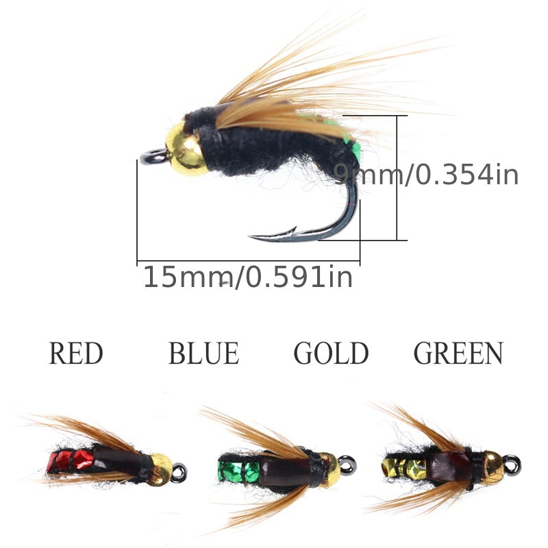 4pcs/8pcs/32pcs Premium Fly Fishing Flies Kit - Fast Sinking Nymphs, Scuds, Bugs, Worms - Trout Lures for Effective Insect Imitation - Pack of 36