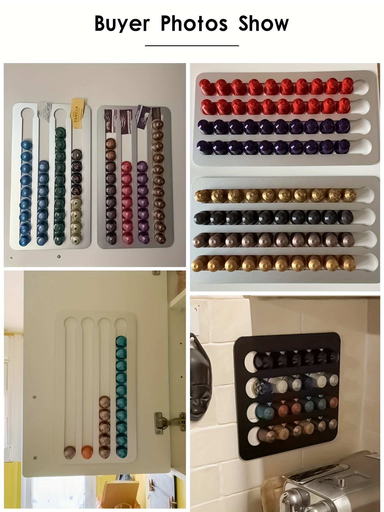 Rotary Coffee Capsule Holder Stand, Pod Tower Rack with Storage Shelves for 24/40 Capsules, Metal Construction