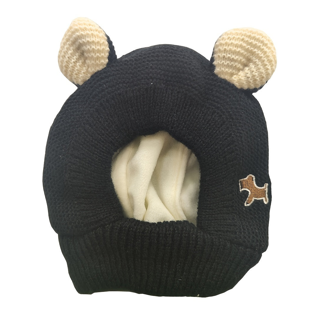 1pc Children's Knit Hat, Warmer Pullover Cap With Cute Ear Fleece Lined For Baby Boys & Girls In Autumn Winter