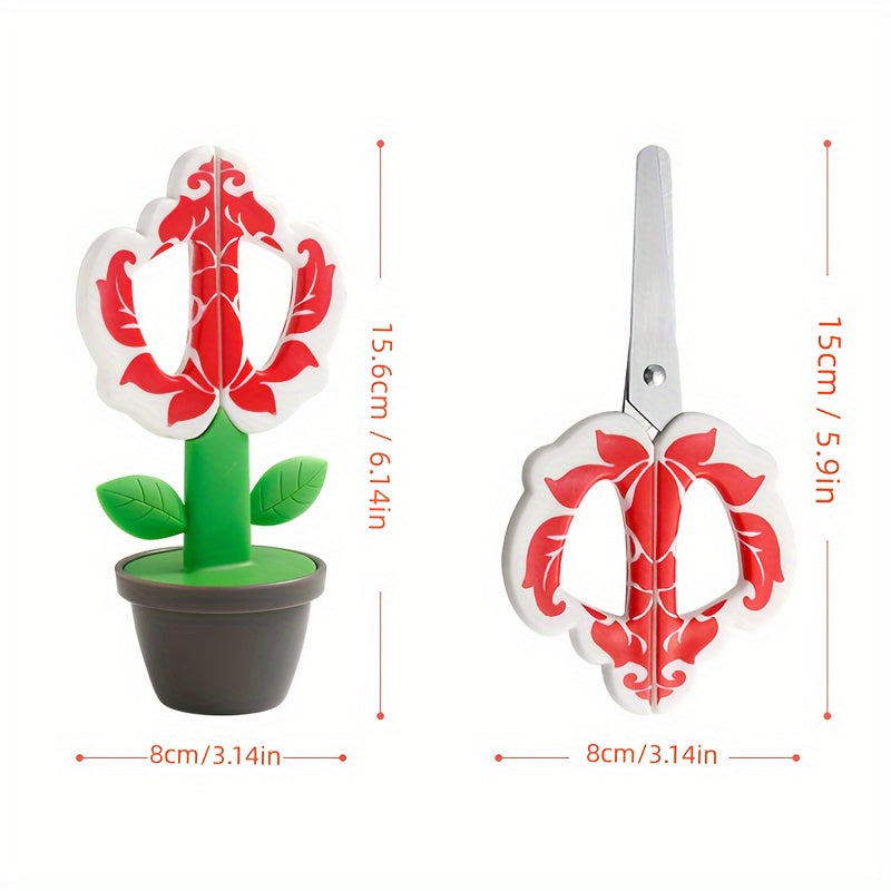 Cute Flower-Shaped ABS Resin Safety Scissors - Right-Handed, Perfect for Office & School Supplies, DIY Crafts, and Desk Decor by YOJII
