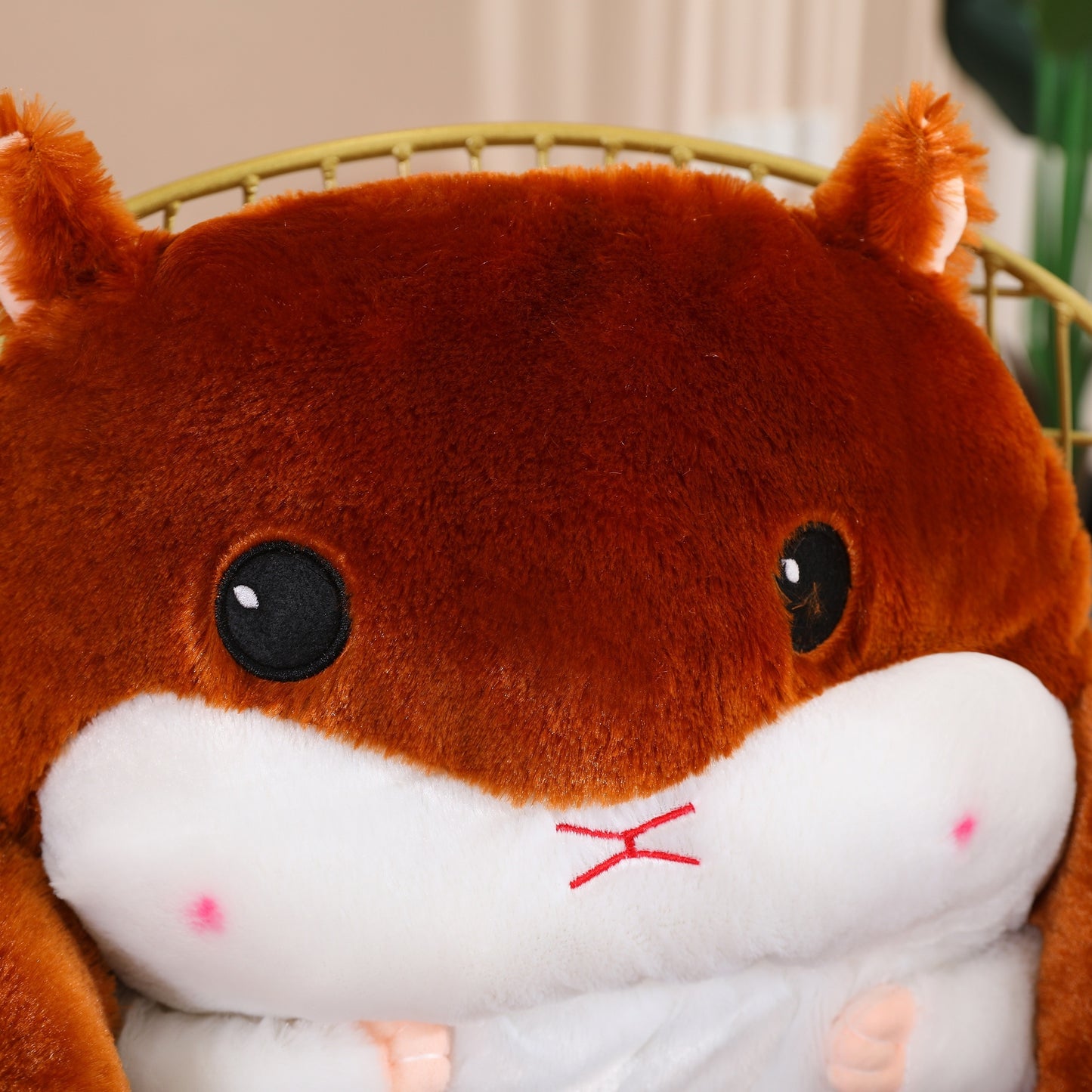Cute Seat Cushion Hamster Shape Lazy Sofa, Cozy Warm Skin-Friendly Plush Office Chair Pads, Integrated Thickened Reading Pads, 17.7''×15.7'', (Color: Grey/Pink/Dark Brown/Light Brown)
