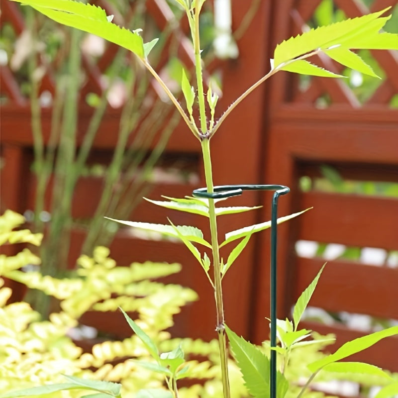 2pcs, Lake Blue Iron Plant Support Poles - Sturdy Stakes for Flower Gardens, Adjustable Ring Hoops, Plant Stick Supports for Healthy Growth - Durable, Rust-Resistant, Easy to Install