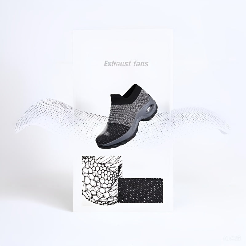 Women's Casual Sneakers - Geometric Pattern, Fabric Upper with PU Sole - Summer Footwear | Breathable & Lightweight | Pull On Low Top Design