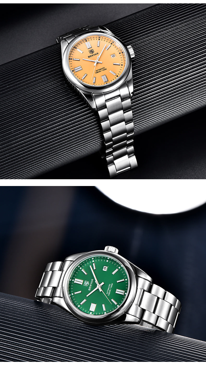 1pc Waterproof Stainless Steel BENYAR Men's Mechanical Sports Diving Wristwatches for Men