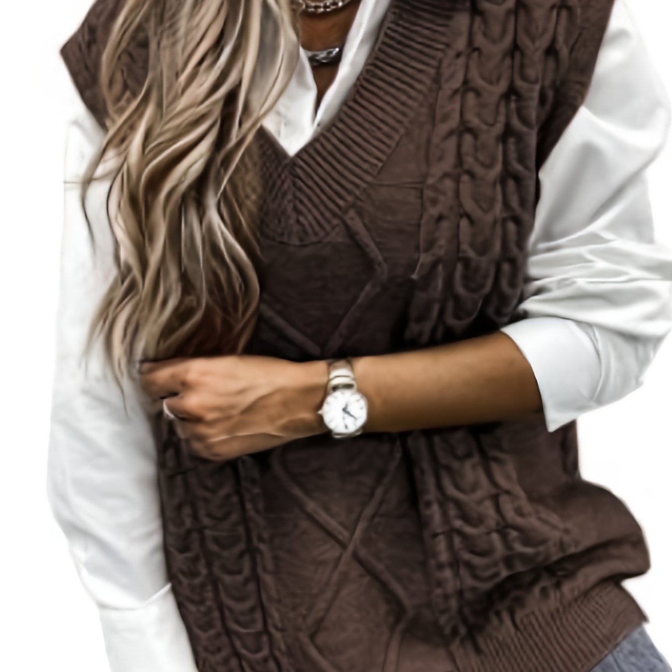 Women'S Sleeveless V-Neck Sweater Vest | Medium Stretch, Rib, Casual Style for Spring/Fall
