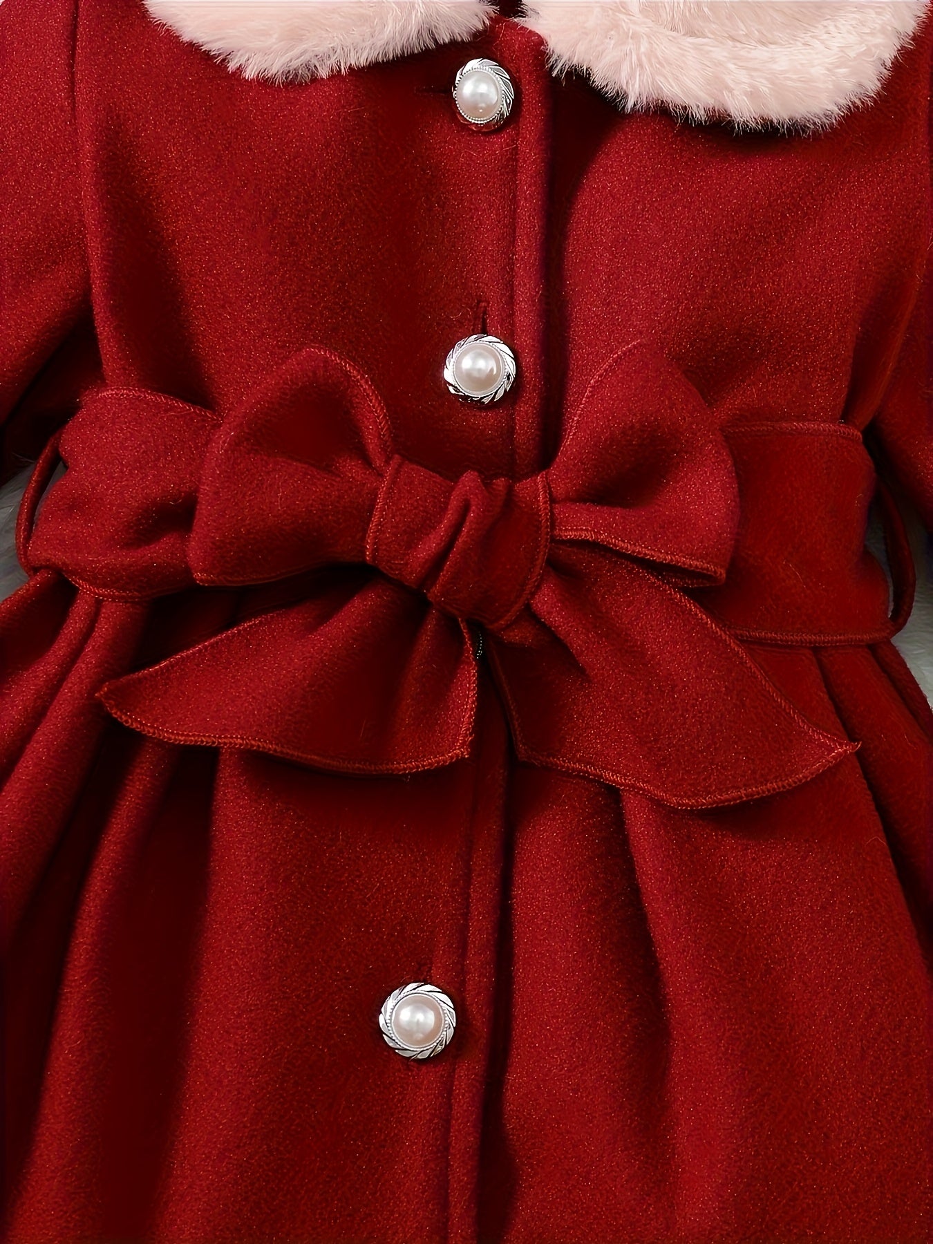 Fashionable And Versatile Coat for Baby Girls in Autumn And Winter, a Perfect Mother'S Day Gift. Adorable Plush Coat with a Bow And Collar, Designed for a Sweet Princess Look. Soft And Comfortable Outerwear to Keep Baby Warm