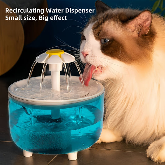 Cats and dogs pet new fountain flower water dispenser automatic cat water dispenser dog water dispenser food grade PP material, quiet operation, USB powered, safe and secure, suitable for cats and dogs large capacity Hallowee