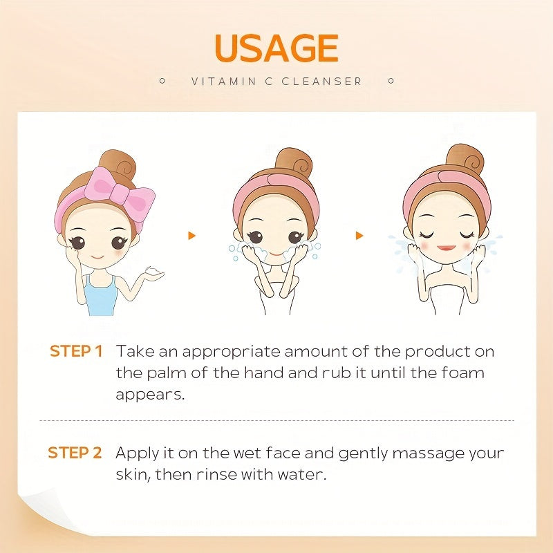 1pc Vitamin C Cleanser - Gentle Pore Cleanser for Smooth & Radiant Skin, Brightening Oil Control Facial Wash, Non-Greasy Formula, All-Season Use, for Women & Men, Skincare Routine, Daily Skincare, Gentle Skincare, Minimalist