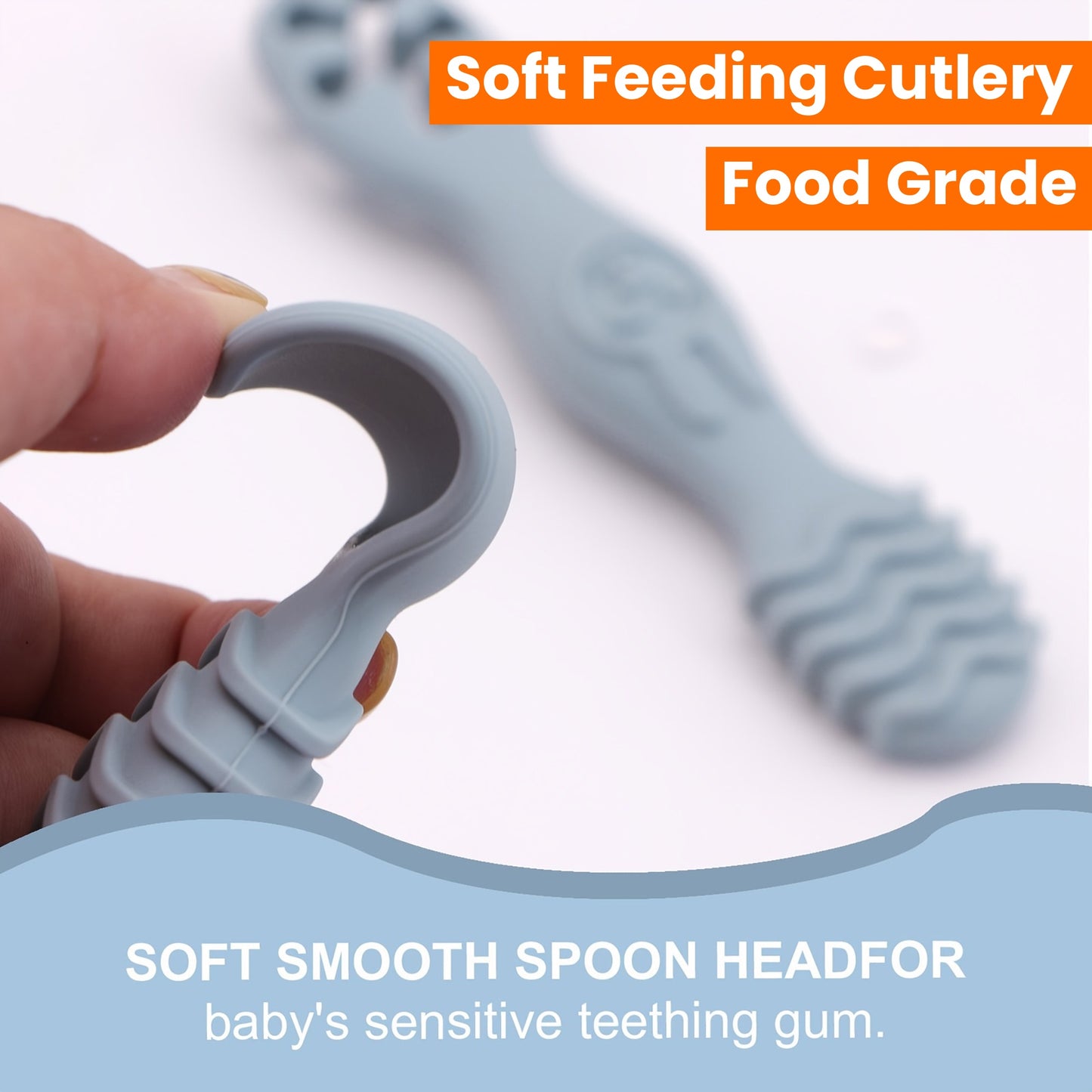 4pcs Baby Silicone Chewing Spoon Set, Food Grade Silicone Spoon And Fork Set, Silicone Spoon, Silicone Cutlery Training, Soft Feeding Cutlery