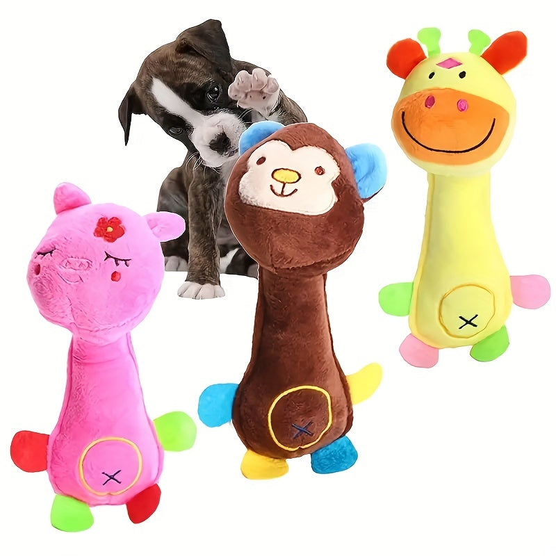 1pc Durable Squeaky Plush Toy for Dogs - Perfect for Grinding Teeth and Interactive Play with Animal Design