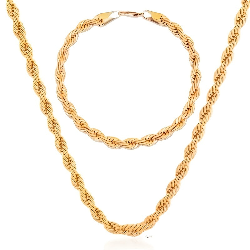 Golden Twist Rope Necklace For Men & Women