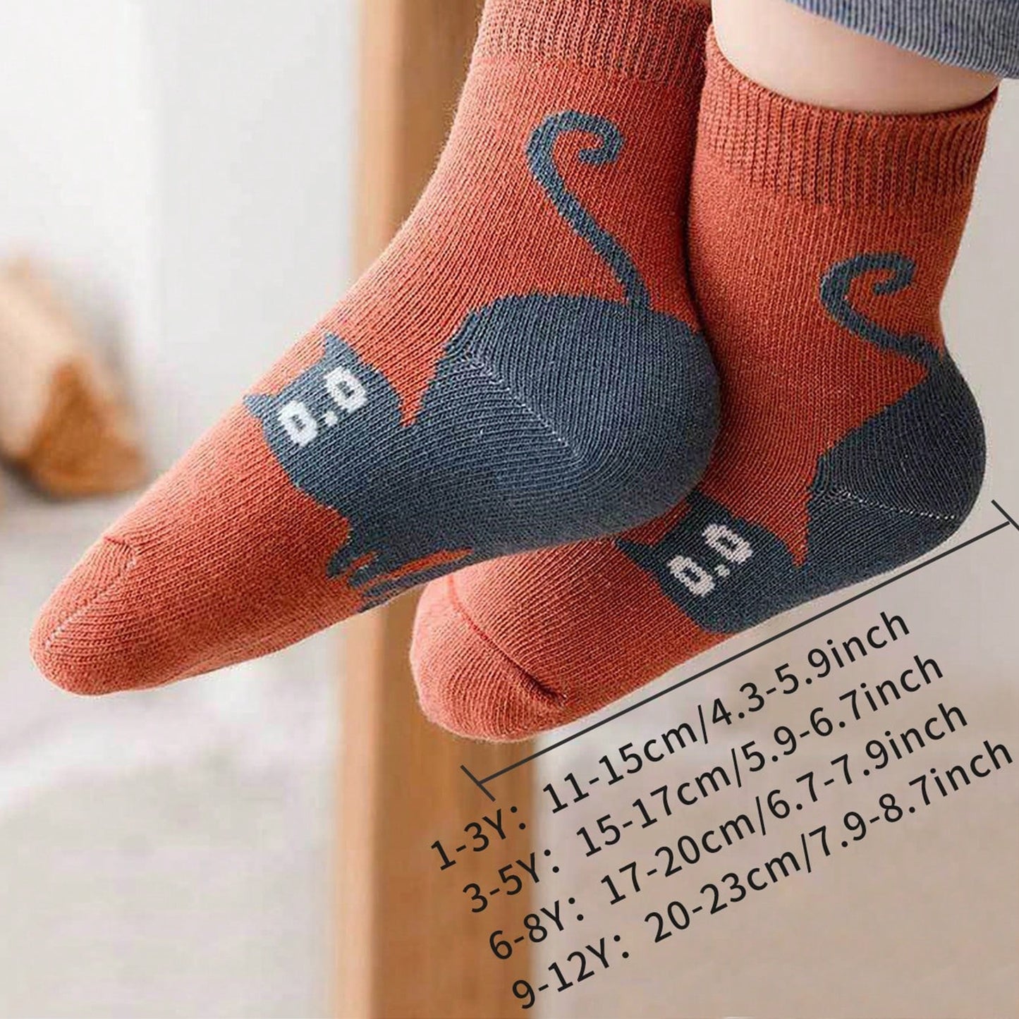 5 Pairs of Four Seasons Baby Socks Spring And Autumn Cartoon Kitten Winter Medium Tube Socks Boys Girls Socks