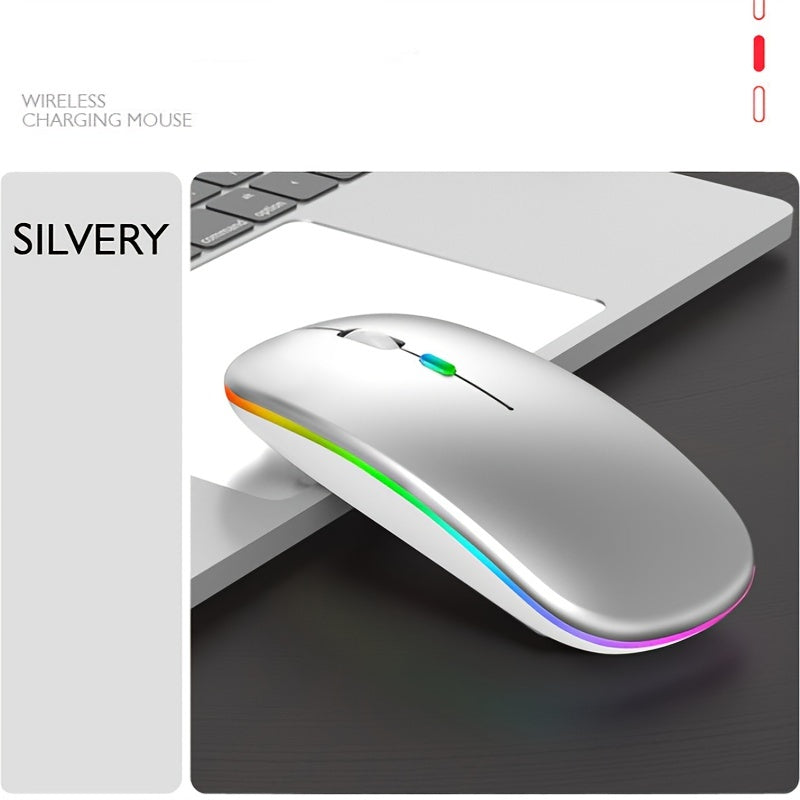Rechargeable 2.4G Wireless Silent Office Mouse For PC Computer/laptop Windows/ios System With LED Color Light And BT5.2 Wireless Mouse.