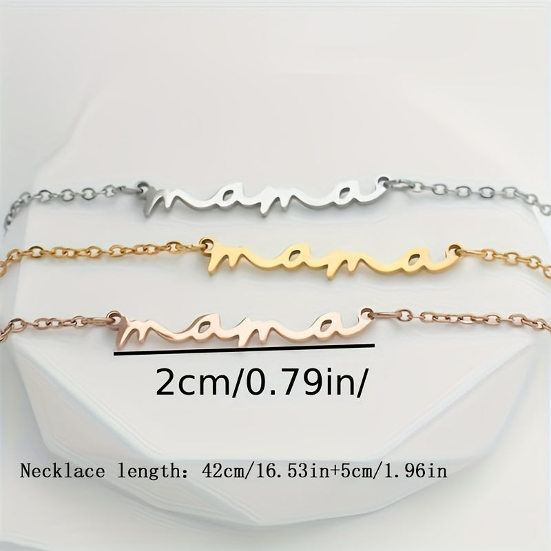 Mini "Mama" Necklace for Women - Golden-Tone Cursive Script Collarbone Chain, Minimalist Everyday Jewelry, Mother's Day Birthday Gift for Mom, Year-Round Wear, Mothers Day Necklace, Elegant Accessory, Delicate Design
