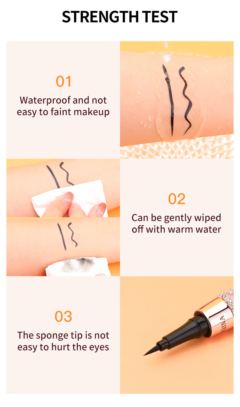 Black Liquid Eyeliner Pen, Rhinestone Bronzing Eyeliner Pen Long Wear Waterproof And Sweat Proof Eye Makeup Tool