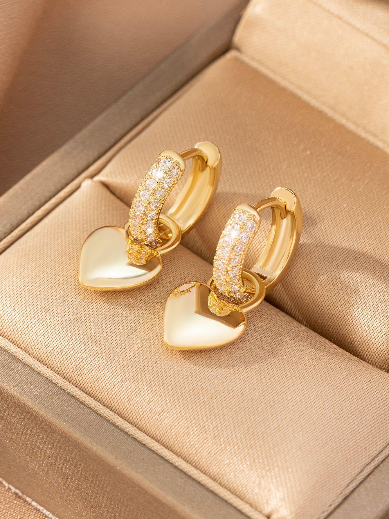 Luxury Love Heart Zirconia Pendant Earrings For Women   1Pair