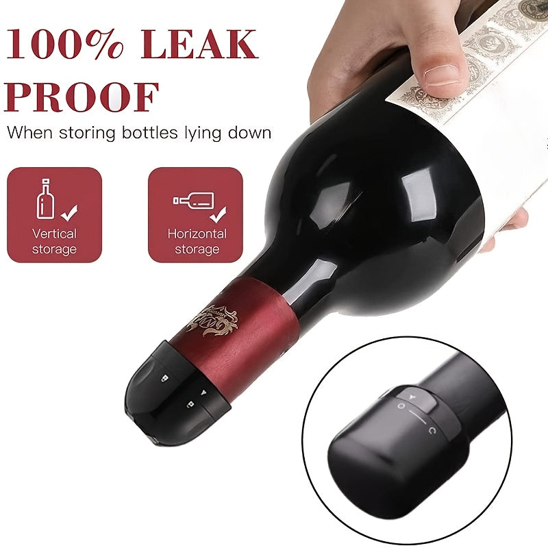 [Leak-Proof Wine Stoppers] 10x Leak-Proof Vacuum Wine Stoppers - Reusable Champagne Bottle Sealer Caps with Secure Lid, Durable Plastic for Wine & Champagne Preservation, Ideal for Home Bar, Kitchen, and Restaurant Use, Wine