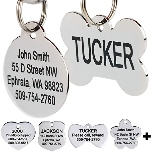[Fast Arrival] Stylish Personalized Pet ID Tag - Durable Engraved Stainless Steel Slide-On Nameplate with Customizable Text - Long-Lasting, Water-Resistant, and Easy to Attach