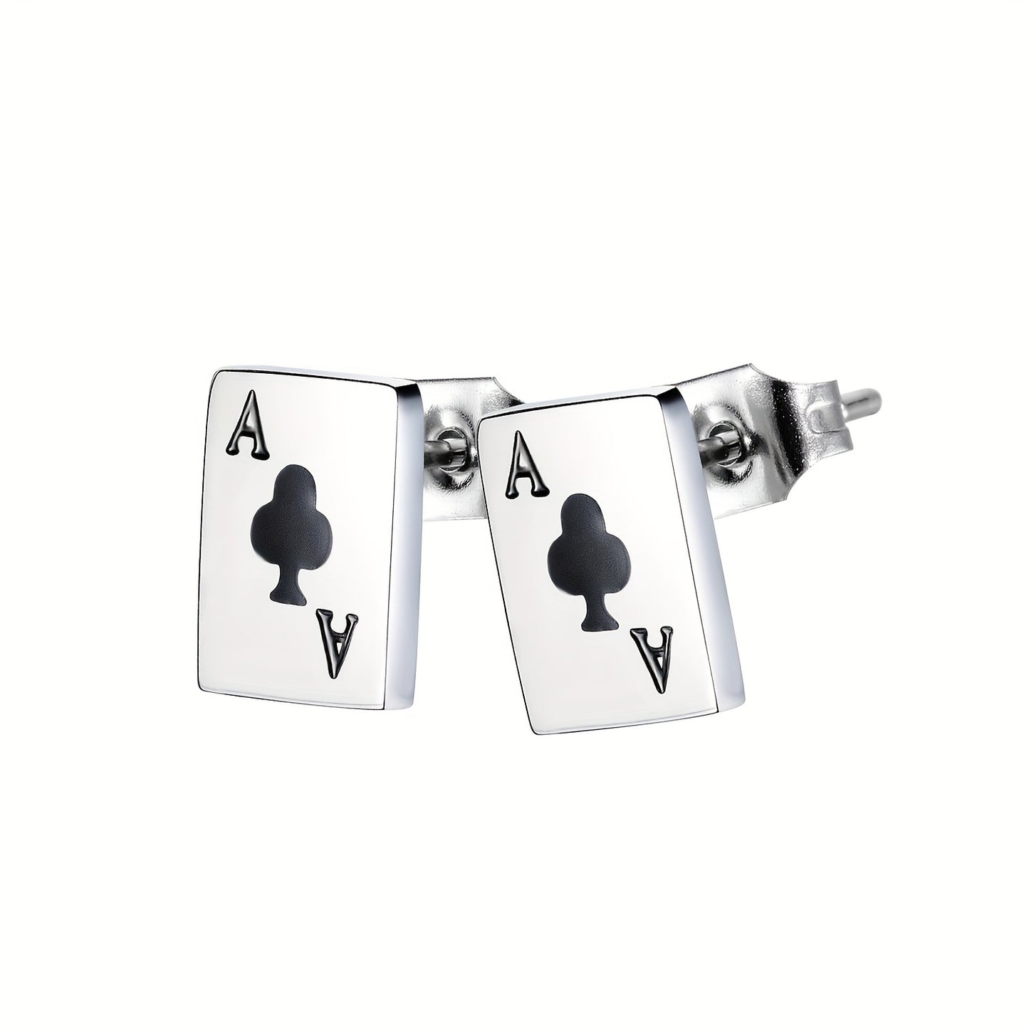 A Pair of Women'S Unique Designer Fashion Playing Card Titanium Steel Earrings, Versatile Heart And Flower A Accessories.