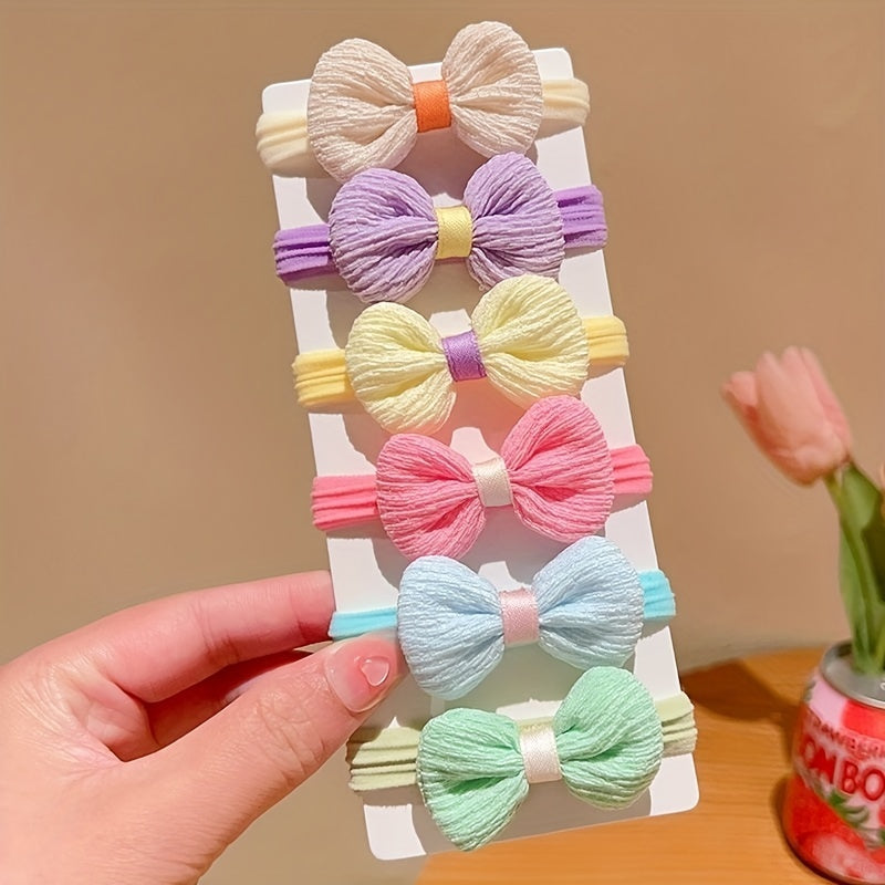 6pcs, Sweet Fresh Simple Candy Colors Hair Ties, Country Style Flower & Bow Hair Ties, Girls Casual Leisure Hair Accessories, Gift Photo Props