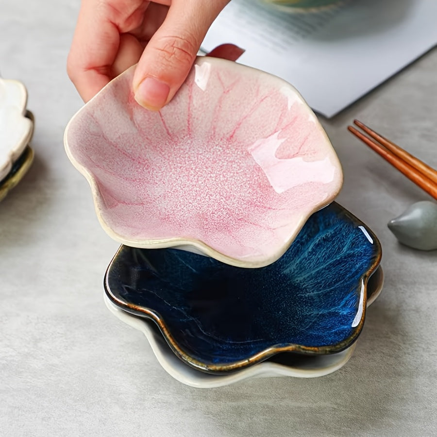 1pc Elegant Ceramic Flower Plate with Smooth Edges Suitable for Jewelry, Cosmetics, Keys & Trinkets - Decorative Dishes for Home, Bathroom, Dresser, Desk - Multi- Tableware, Jewelry Trays