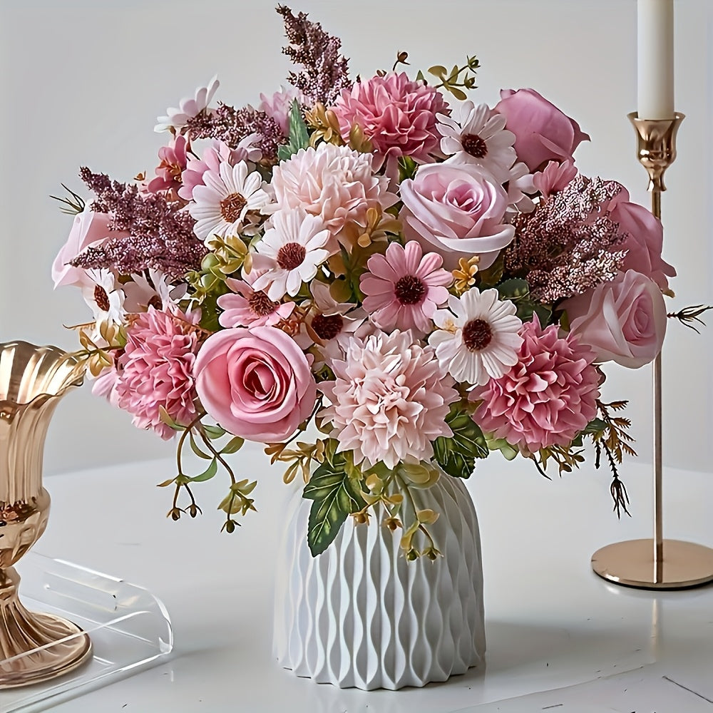 2 Bouquets of Vibrant Pink and White Peonies - Real Touch Artificial Flower Arrangement with Roses, Lavender, and Eucalyptus - Perfect for Weddings, Birthdays, Anniversaries, Mother'S Day - Indoor/Outdoor Decor, Holiday Celeb