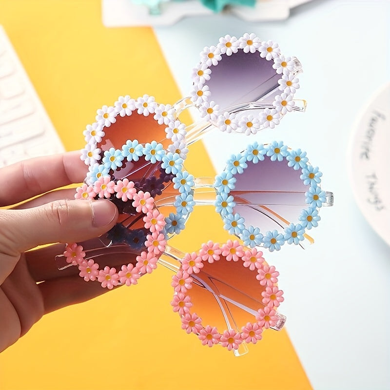 Cute Outdoor Beach Baby Girl Gift Set - 2 Pieces Butterfly Tie Hair Band & Round Flower Fashion Glasses!