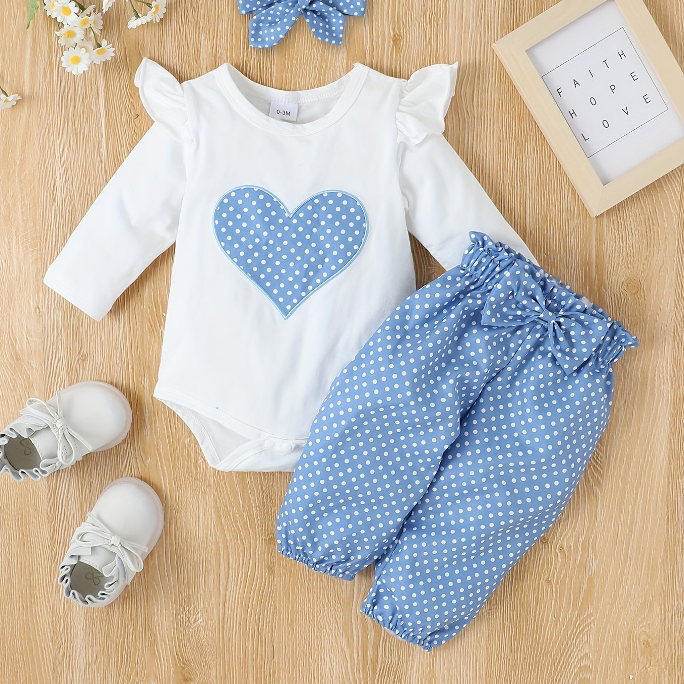 2pcs Baby Girl's Stylish Set, "Isn't She Lovely" Print Long Sleeve Onesie + Polka Dot Pants, Comfy Trendy Outfit Outdoor Clothing