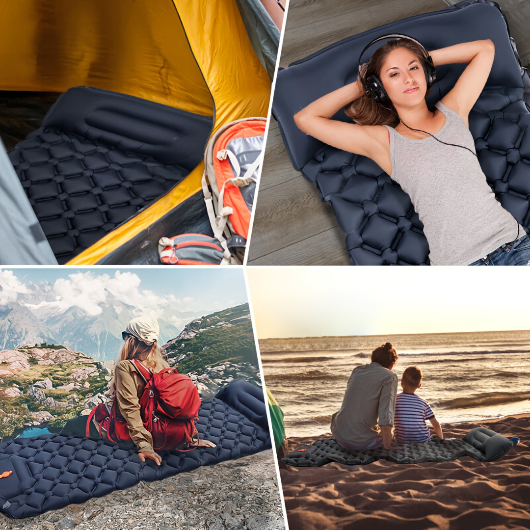 WESTTUNE 1 Person Ultralight Air Cushion | Outdoor Sleeping Pad, Travel Mat, Hiking Camping Inflatable inflatable sleeping pad with Pillows, Folding Bed, Nylon Material, Rectangle Shape, Includes Stuff Sack
