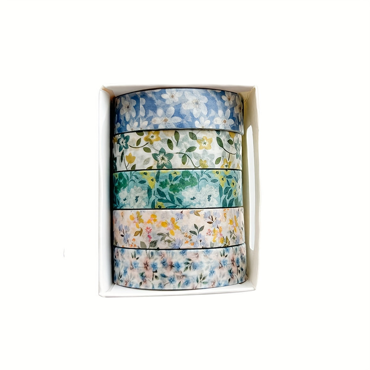 5 Rolls of Washi Tape Flower Series Tear-Off Traceless Decorative Sticker Tape Suitable for Diaries, Photo Albums, Schedules and Party Decorations