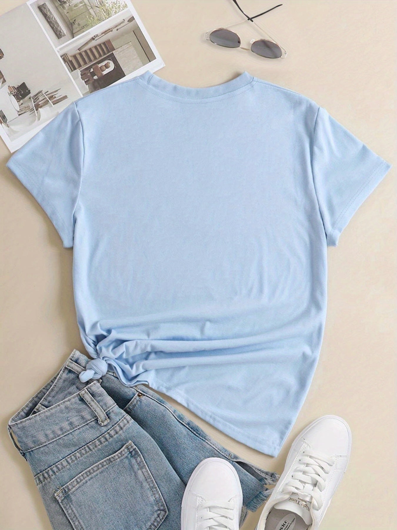 Chic Heart Motif Womens T-Shirt - Soft, Breathable Fabric - Perfect for Spring & Summer Leisurewear