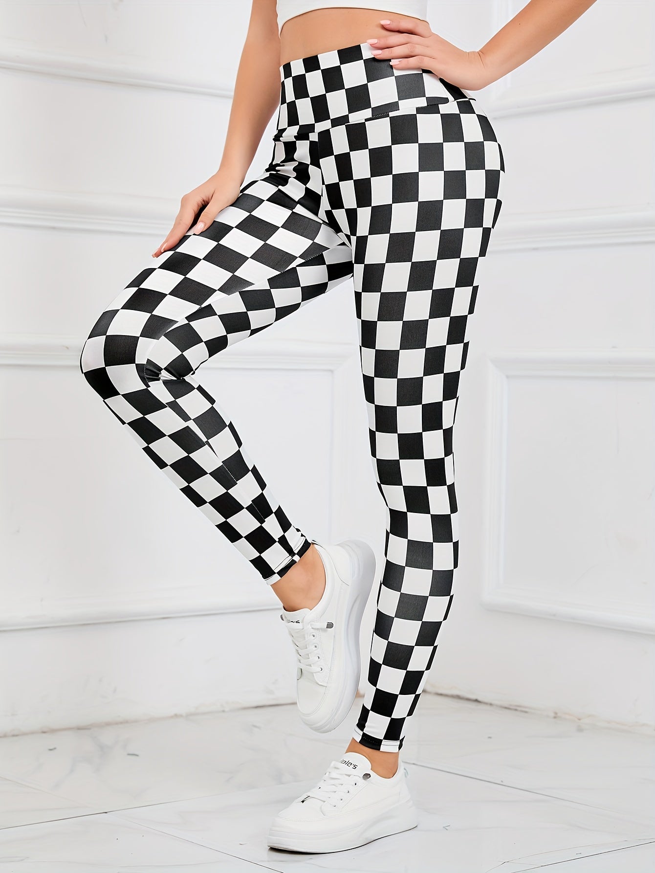Flower Print High Waist Yoga Pants, High Stretch Running Fitness Workout Leggings, Women's Activewear