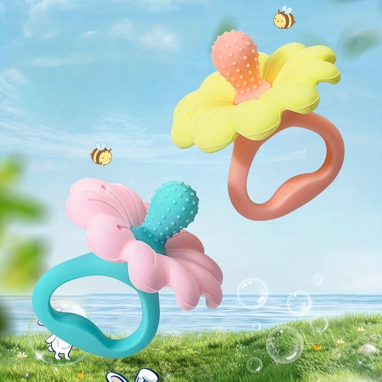 [Easy-to-Hold] Silicone Teether Toy for Youngsters | Easy-to-Hold | Flower Design | Teething | Girls | Christmas Gift