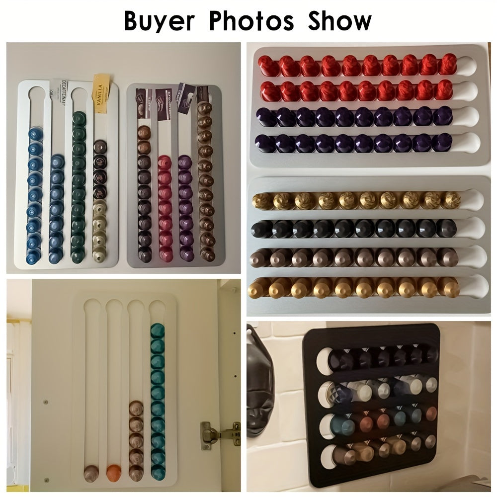 Rotary Coffee Capsule Holder Stand, Pod Tower Rack with Storage Shelves for 24/40 Capsules, Metal Construction