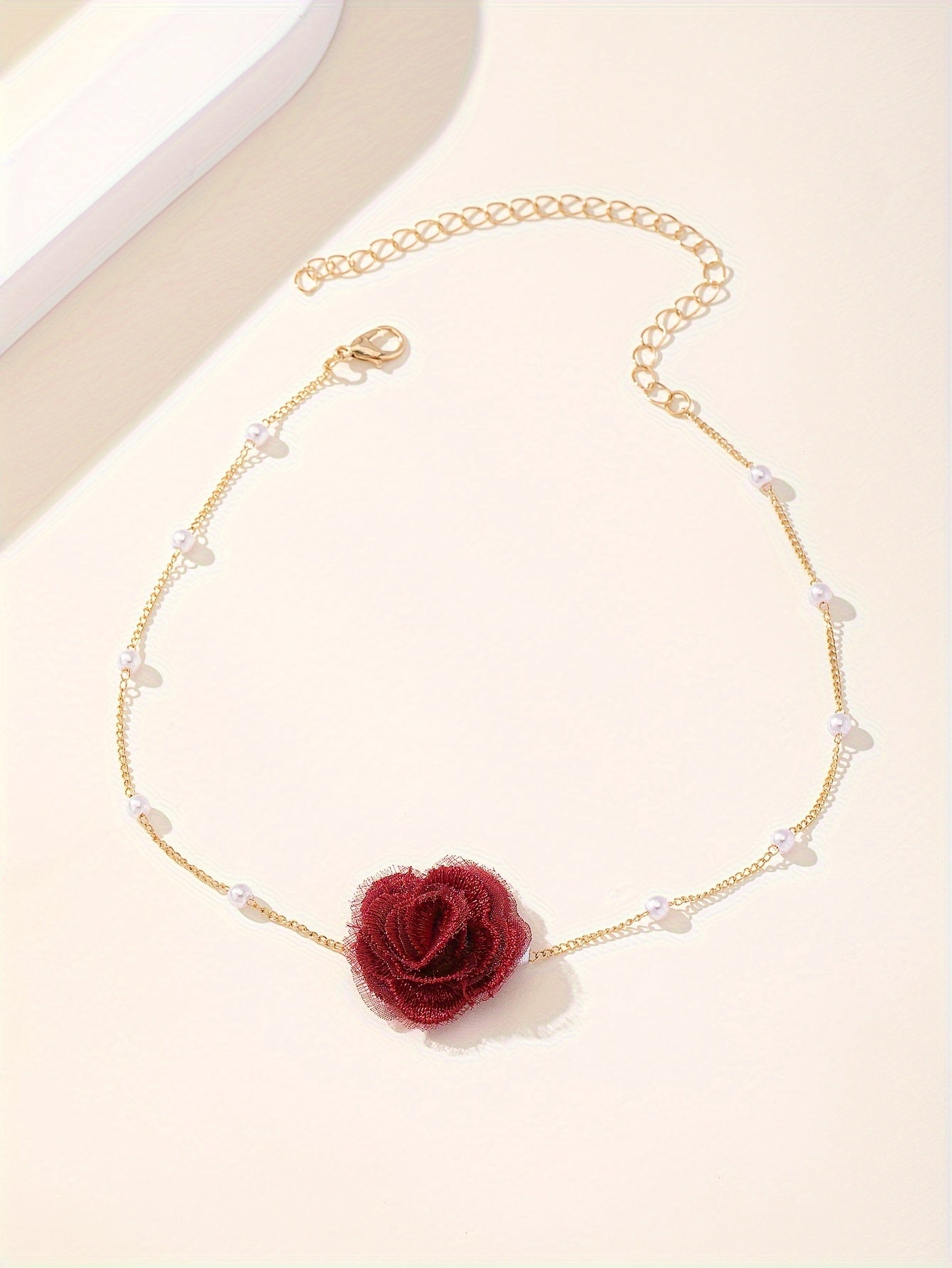 1pc Elegant Coquette Style 18K Golden Plated Faux Pearl Choker Necklace with Acrylic Fiber Flower, Versatile for Daily Wear, Parties, Weddings, and Special Occasions