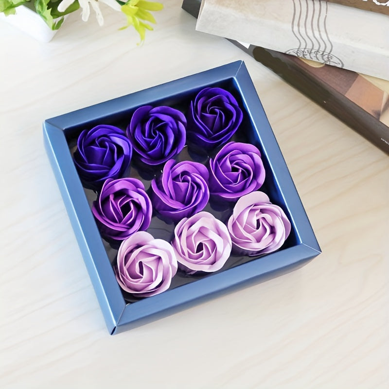 9pcs, Roses Soap Flower Gift Box Christmas Gift Mother's Day Valentine's Day Gift Box Wedding Housewarming Bridesmaid Gift Activity Small Gift