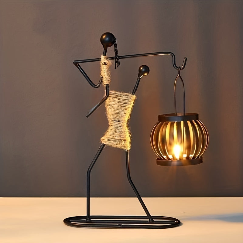 [1pc Lady Character Candle Holder] 1pc Metal Shaped Candle Holder With A Lady Character Design, Christmas Decoration, Christmas Candle Holder