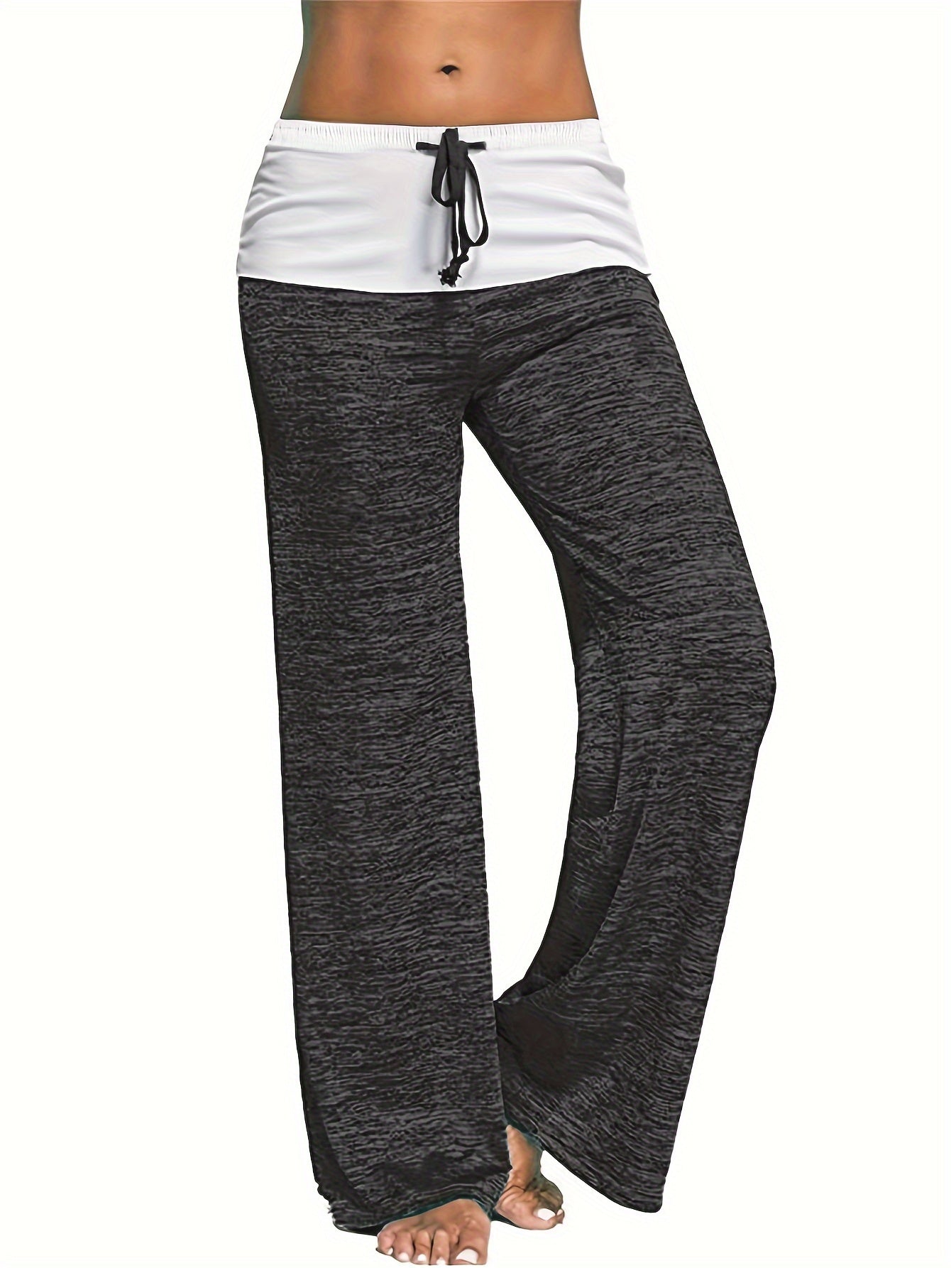 Wide Leg Elastic Yoga Pants, Loose Casual Drawstring Pants, Women's Clothing