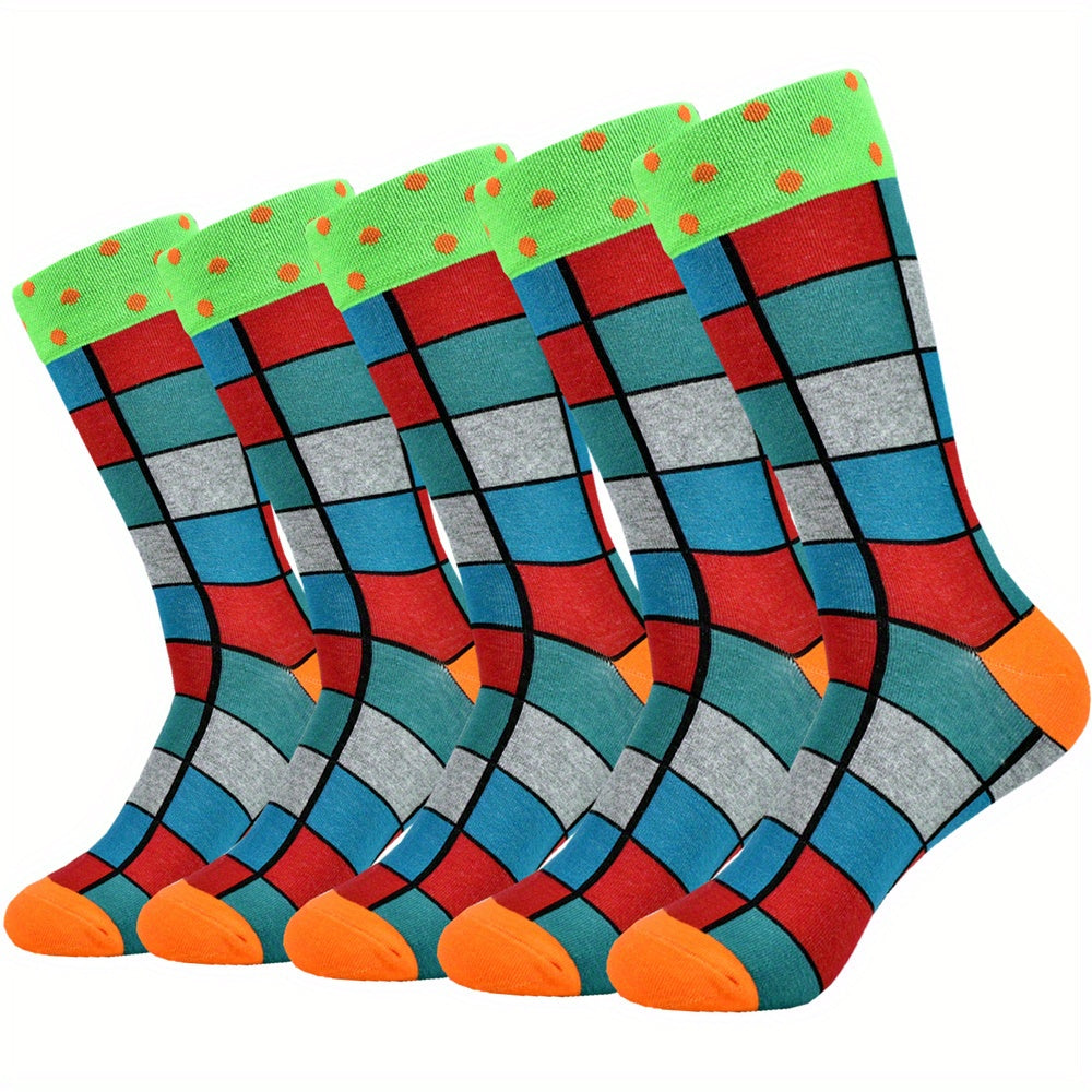 5-Pair Unisex Cool Colorful Novelty Fun Casual Couple Socks, Fun Accessories, Matching Socks, Playful Pattern, Quirky Style, Socks, Comfortable Fit, Fashion Socks, Stylish Footwear, Young Adults, Couples Gift