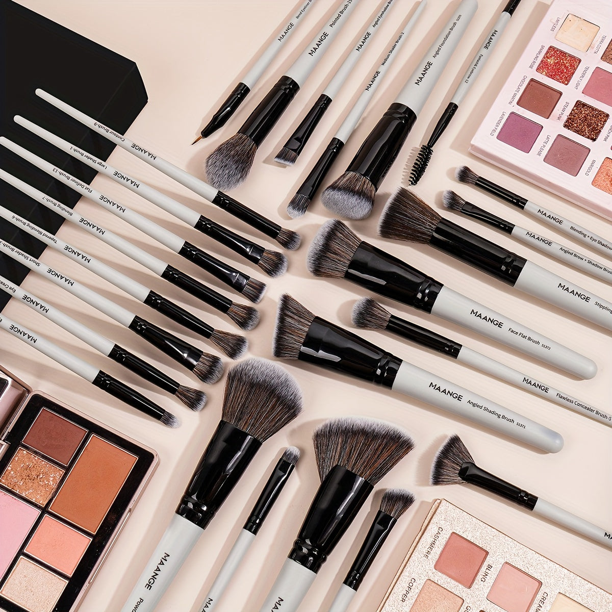 MAANGE 37pcs Makeup Tool Set with a Box, Including 25 Makeup Brushes And 12 Sponge Accessories, Perfect for Valentine'S Day And Mother'S Day Gifts, Portable for Travel.