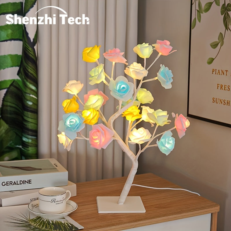 USB Powered Rose Tree Lamp, Shenzhi Tech LED Light Flower Night Light For Home Living Room Halloween Christmas Desk Decor