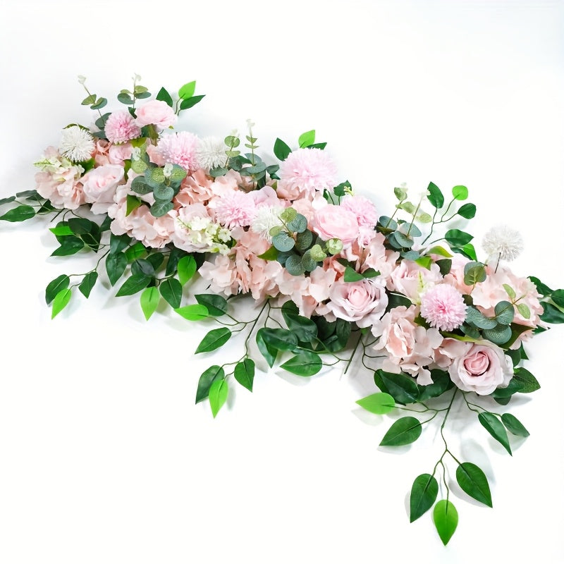 Artificial Peony & Rose Flower Garland Decor, Decor Floral Arrangement for Wedding Arch Background, DIY Wedding Wall Decor Supplies with Plastic Foliage, Party Event Decor