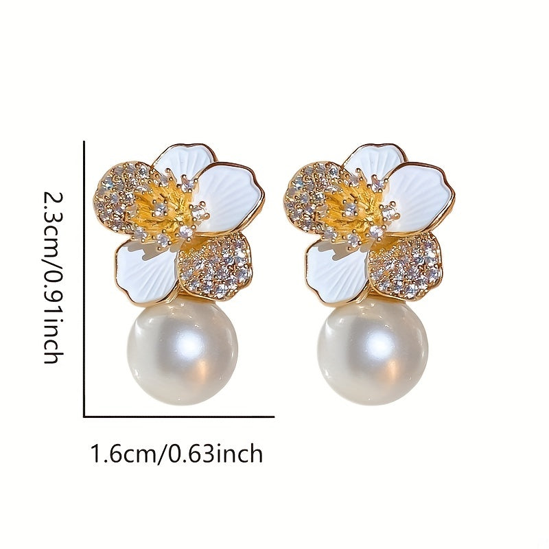 1 Pair Flower Pendant Drip Oil Earrings