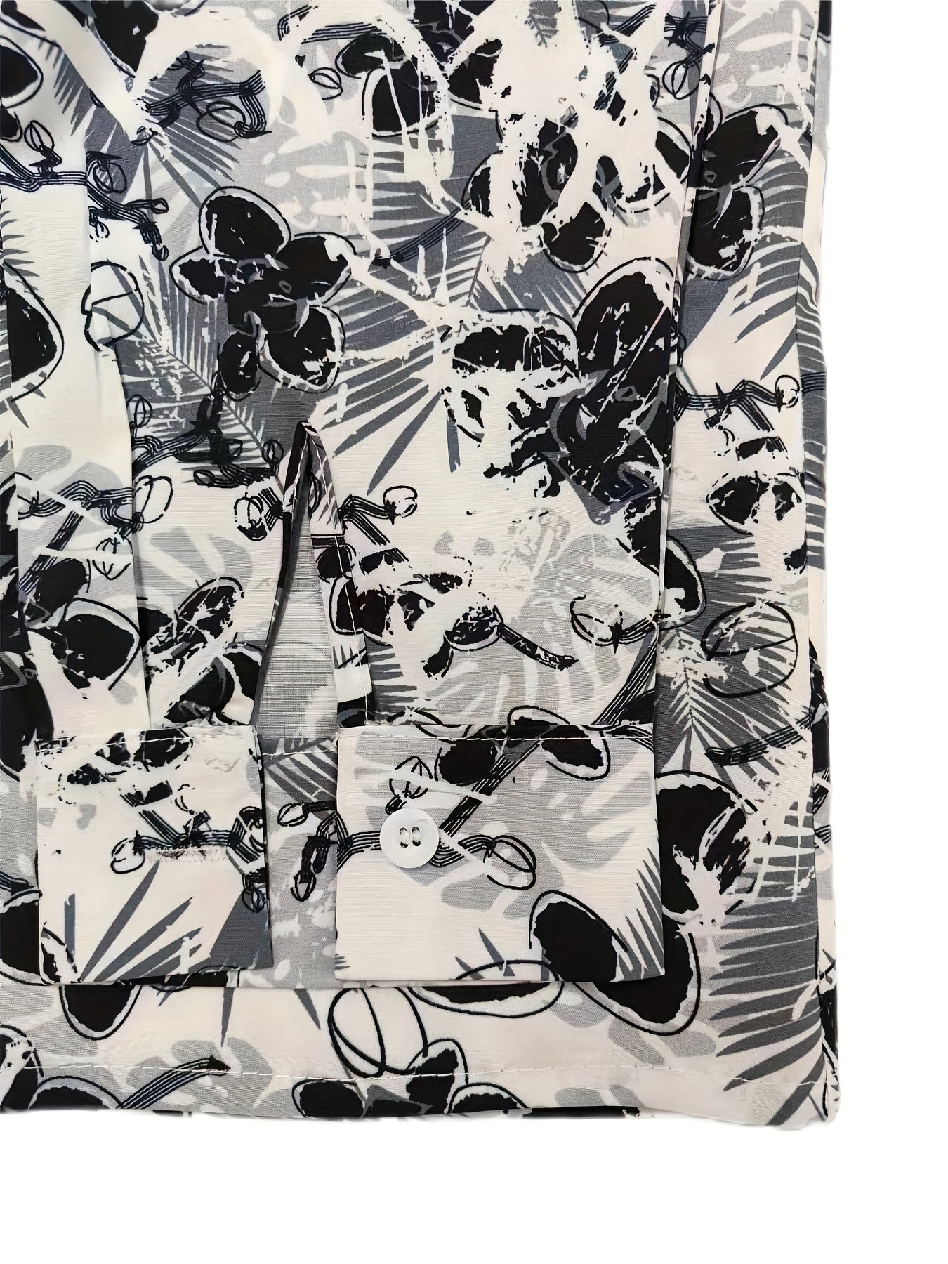Retro Style Flower Print Men's Casual Long Sleeve Button Up Lapel Shirt, Spring Fall