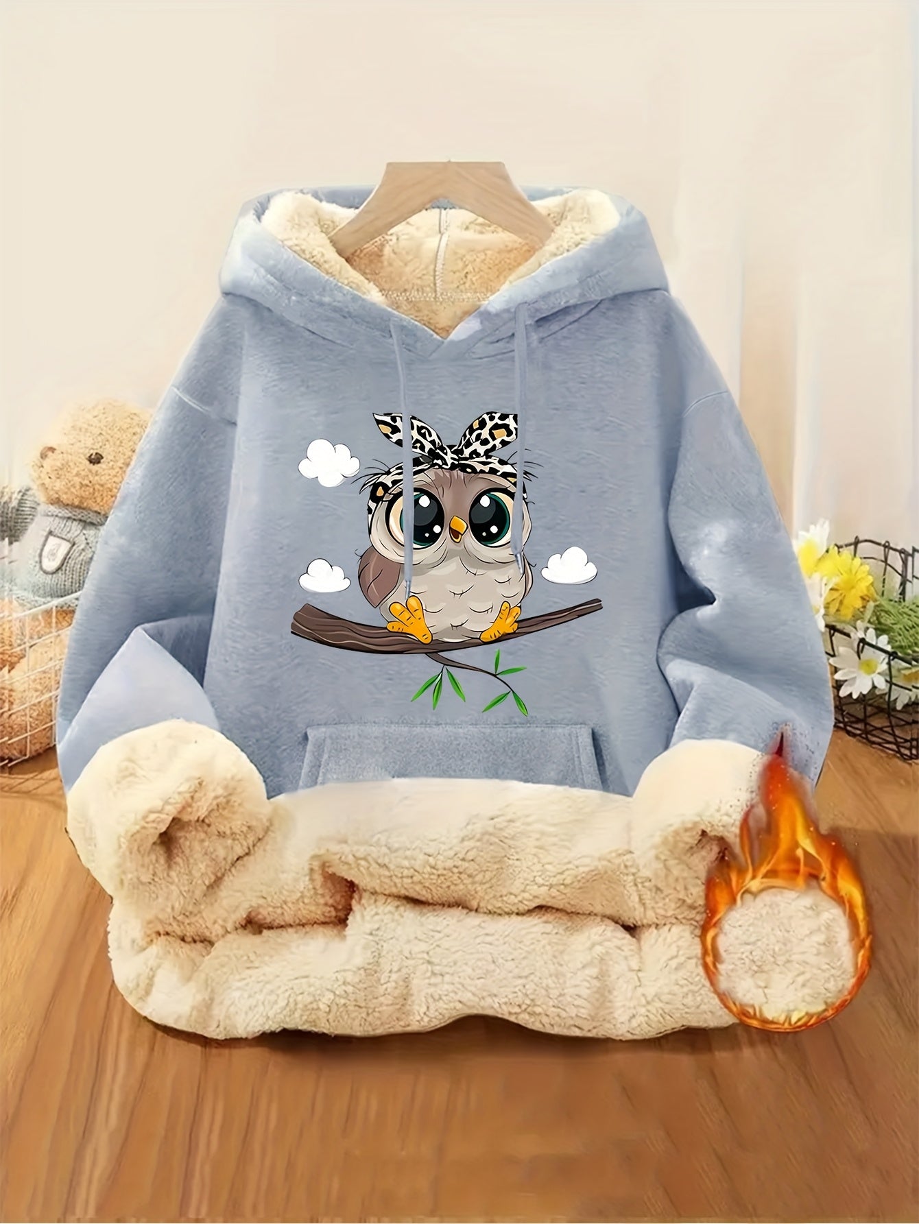 Women's Highland Cow Print Fleece Hooded Sweater - Thickened Winter Warmth, Cozy Plush Lining, Casual Retro Pullover with Pocket, Pink Scottish Cow Design, Sizes XS-XXL (Machine Washable) for Spring, Fall & Winter Layering