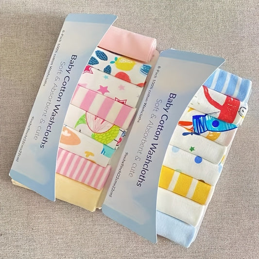 8pcs Adorable Baby Nursing & Feeding Towel Set - Soft, Absorbent, Multi-Use Washcloths, Bibs & Burp Cloths - Gentle on Sensitive Skin, Unisex for Boys & Girls - Perfect Gift for Baby Showers, Christmas, Halloween, Thanksgivin