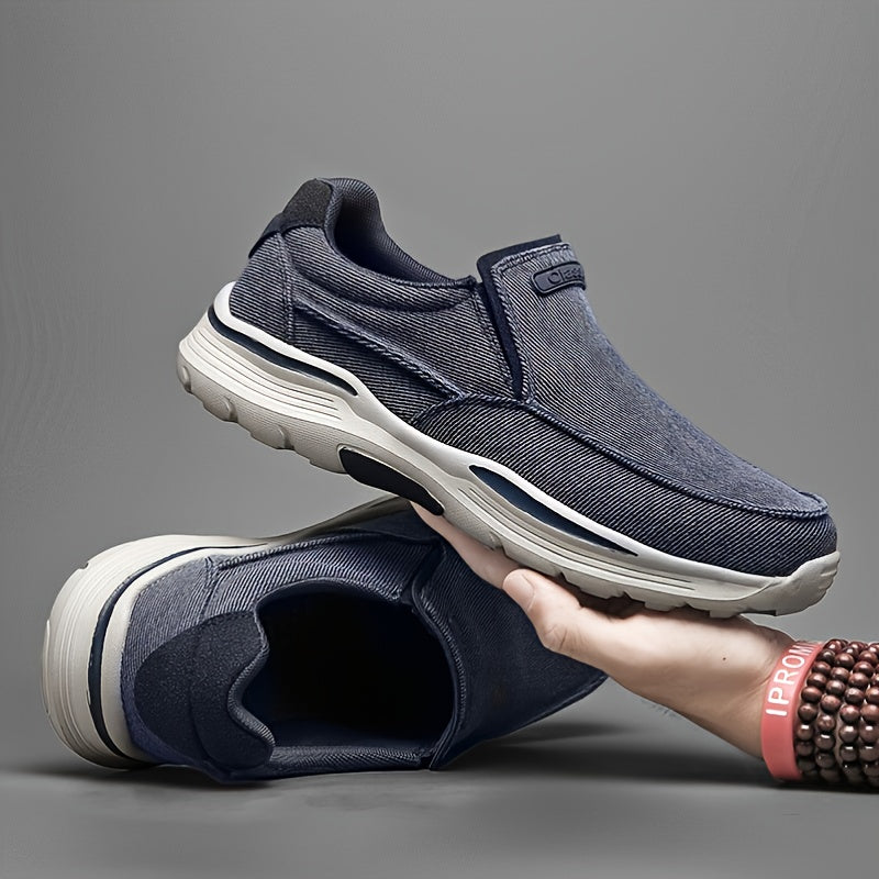 Men's Canvas Breathable Slip On Loafer Shoes Comfortable Walking Sneakers