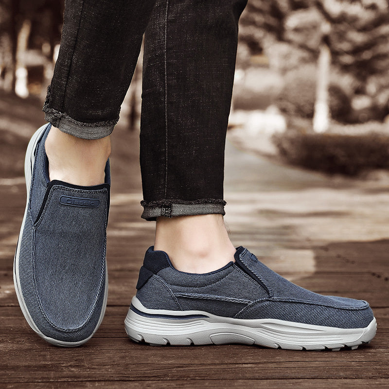 Men's Canvas Breathable Slip On Loafer Shoes Comfortable Walking Sneakers